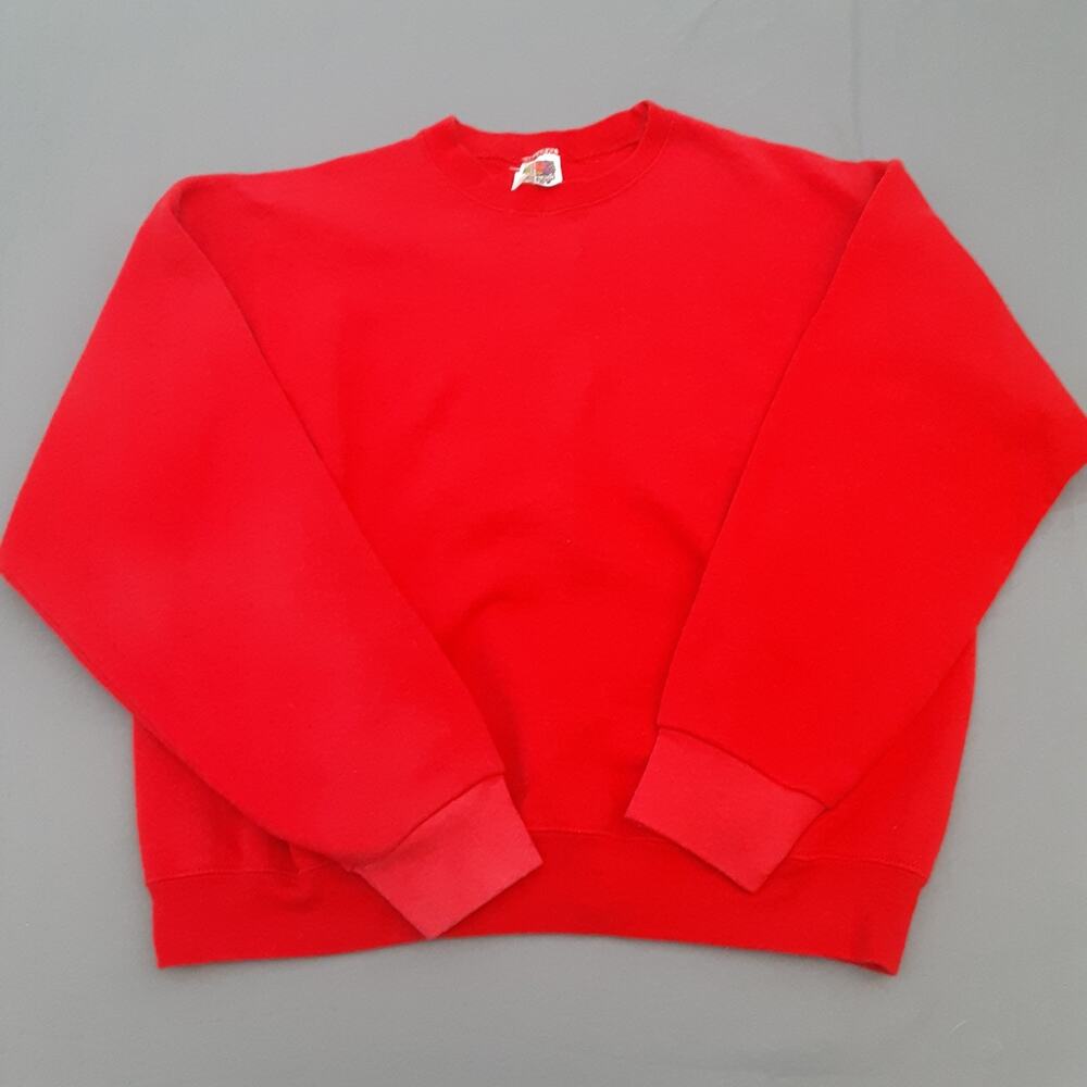 VTG Fruit Of The Loom Mens XL Plain Red Crewneck Sweatshirt Printable Blank